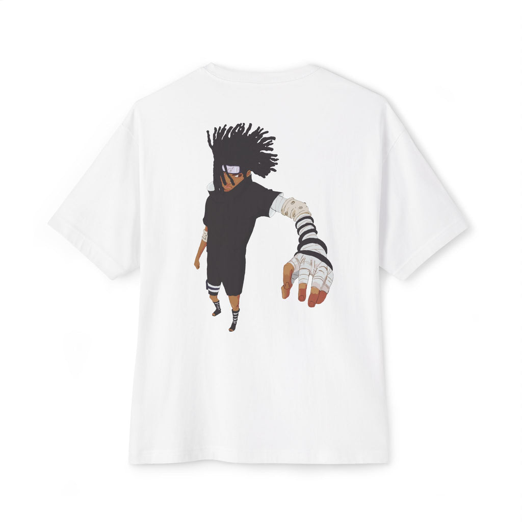 Minimal White Oversized T‑Shirt with Red Script Neck Print
