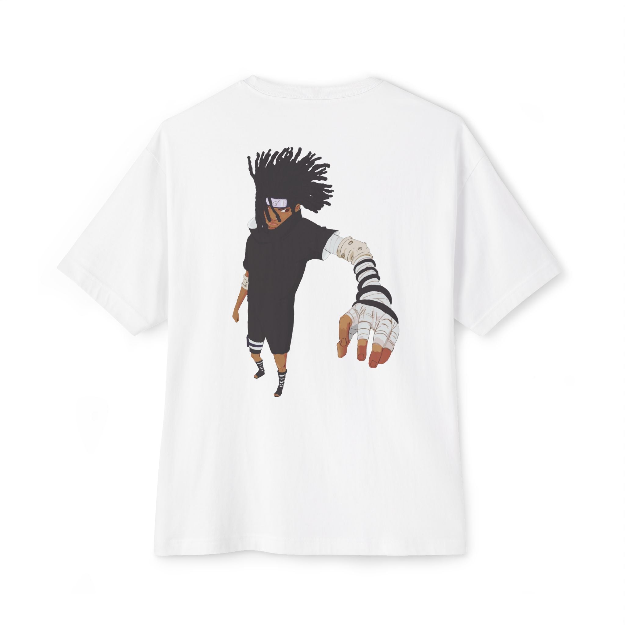 Minimal White Oversized T‑Shirt with Red Script Neck Print